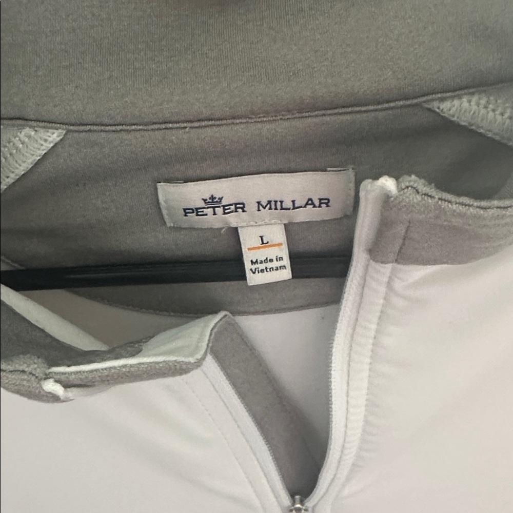 Peter Millar Gray and White Zip-Up Jacket